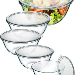 Glass Mixing Bowls with Lids Set